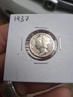 1937 P Mercury Dime 10c - 90% Silver US Dime VG Condition