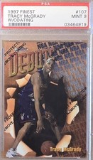 TRACY MCGRADY DEBUTS ROOKIE CARD WITH PROTECTIVE COATING - 1997 FINEST - PSA 9