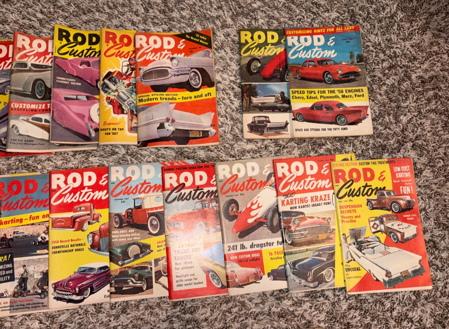 Lot Of 25 Vintage Rod & Custom Magazines Years 1957 ,1958, 1959, 1960 & 1961