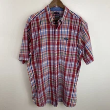 Chaps Easy Care Shirt Mens XLT Tall XL Red Plaid Short Sleeve Button Down