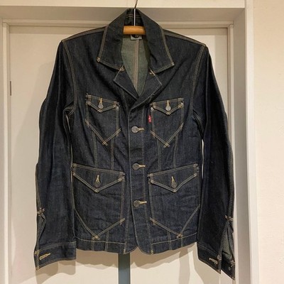 LEVI'S Engineered Denim Jacket M From Japan Dark Wash 3D Tailored Trucker RARE