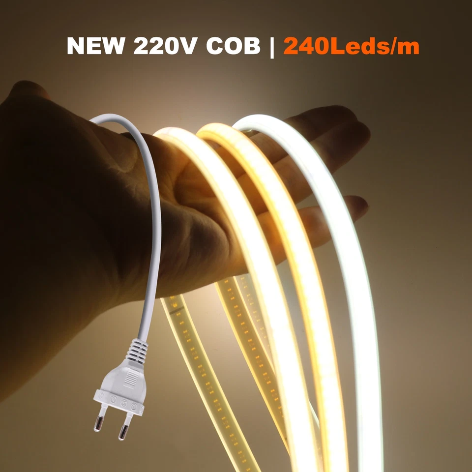 230V Selbstklebend Neon COB LED Streifen Lichtband Lichterkette Wasserdicht IP67 - Bild 3 von 4