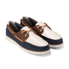 Cole Haan GrandPro Windward Boat Shoe Dark Sequoia Navy Brown White Men's 12 M