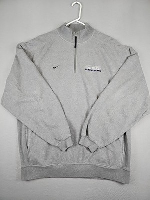 NIKE Badger Basketball 1/4 Zip Sweatshirt Men's Large Gray Pullover Long Sleeve
