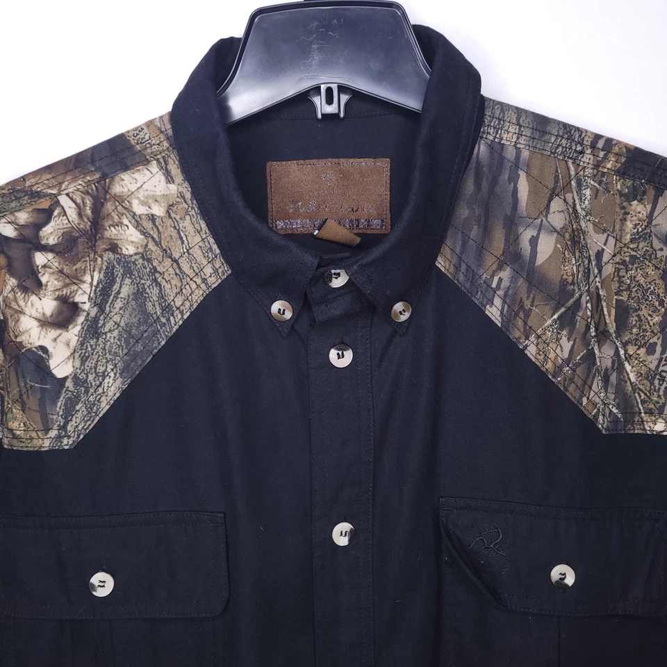 Whitetails Shirt Mens 2XL Black Camo Hunting Mossy Oak - Image 2 of 4
