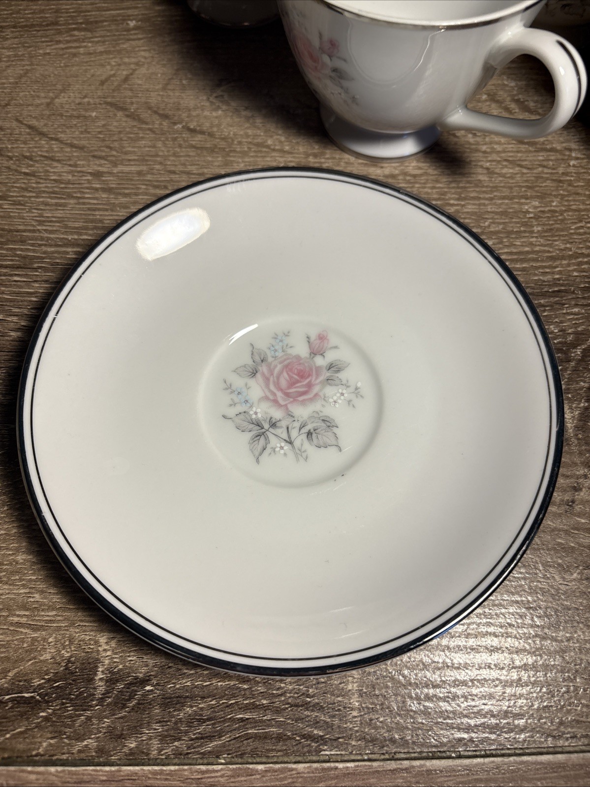 Empress China Rosetta Japan 1961 6oz- 7 Tea Cup 6 Saucer Plate Set Roses Pink J1