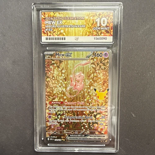 Mew ex 152/128 Special Illustration Rare 30th Celebration ACE 10 Graded Holo