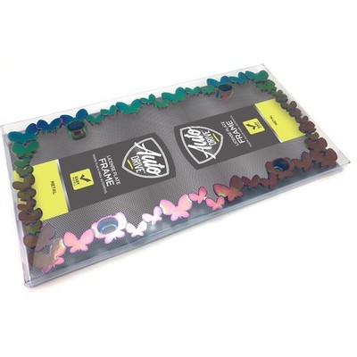 3D Butterfly Chameleon Chrome Metal License Plate Frame for Cars Auto