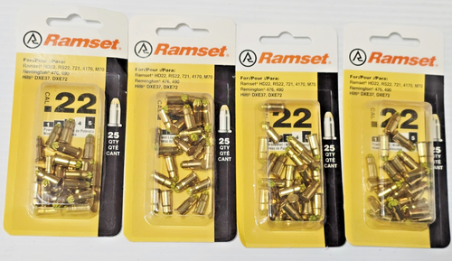 Ramset Caliber Lot of 4 -Ramset .22 Caliber Yellow Powder Level 4 Shot Load 25/Pk ...