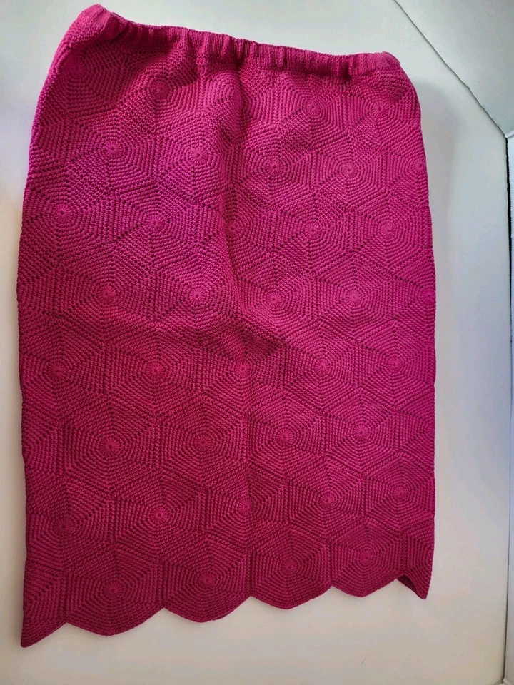 Handmade Crochet Skirt Cotton 8/10 All Seasons Women Pink - Image 3 of 4