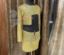 Medieval Brass Chainmail Hauberk and Skirt Reenactment Set
