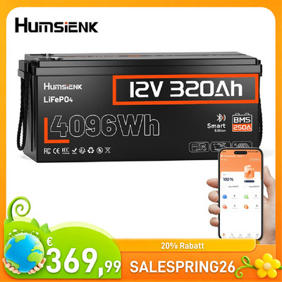 12V 320Ah LiFePO4 Akku Bluetooth Lithium Batterie 320Ah BMS 250A Trolling Motor