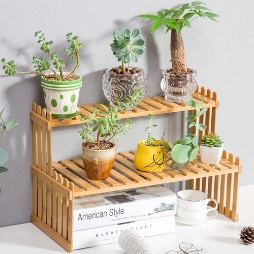 Wooden Two Tier Plant Stand Shelf, photo 3
