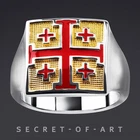 Jerusalem Cross Ring Silver 925 Catholic Knights Templar Religious 18KGoldPlated