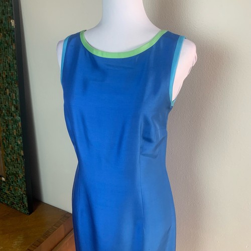 Talbots Size 8 2-Piece Silk Sweater & Dress Set Blue Green Special Occasion - Picture 6 of 16