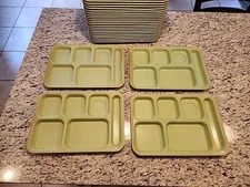 (1) Lunch Tray Vollrath Divided 6 Slot Green Vintage -Ohio City School 