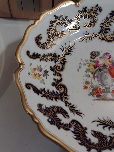 WORCESTER KERR CAPEL ST DUBLIN GRIFFIN FLORAL PORCELAIN DESSERT PLATE 1800'S - Picture 5 of 12
