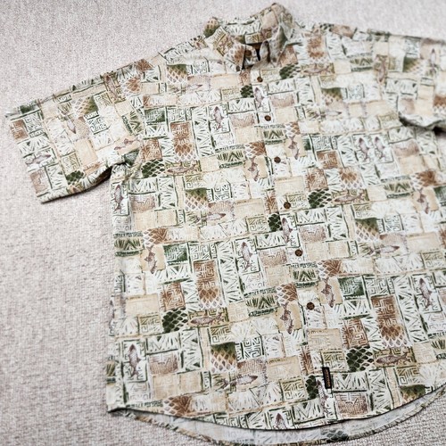 John Rich and Bros Woolrich Herren XL Baumwolle S/S Khaki Prim Fish Button Down Hemd - Bild 4 von 13