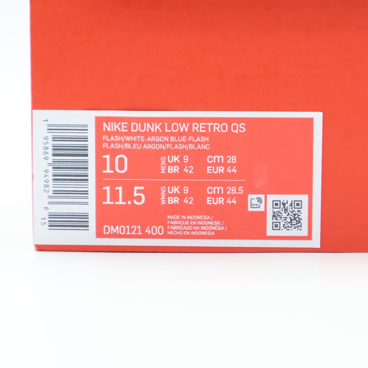 DM0121-400 Nike Dunk Low Retro Qs Argon Blue White Sax Royal Navy