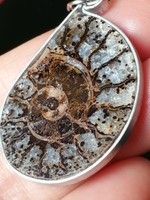 RARE NATURAL AMMONITE FOSSIL PENDANT SILVER AMULET PENDANT