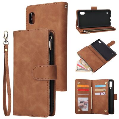 For Samsung S23 Ultra S22 A14 A13 A32 A53 Leather Wallet Zipper Phone Case Cover