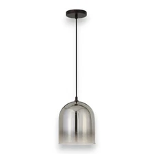 Henn&Hart Marit 10" Wide Pendant Lamp Smoked Nickel Chrome Ombre Glass Light