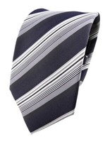 Tigertie Seidenkrawatte Anthrazit Silber Grau Gestreift - Krawatte Seide Tie