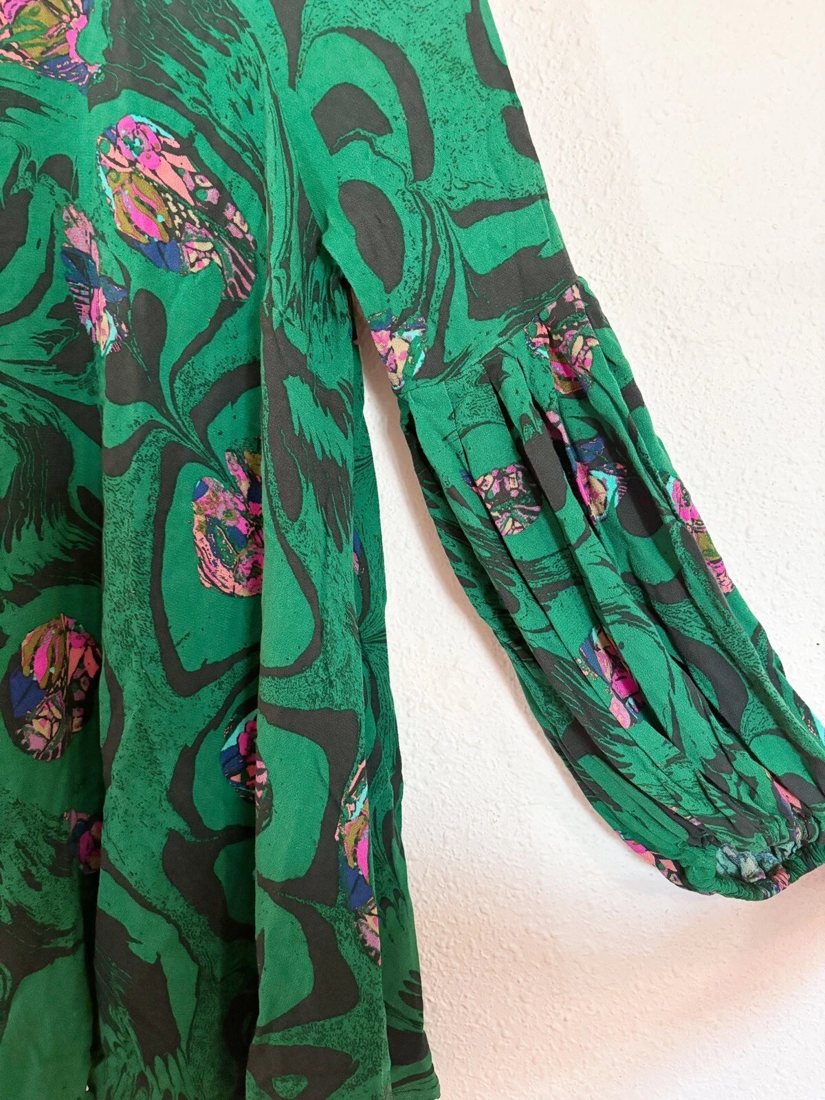 PALM ANGELS Tunica abito floreale tropicale bohémien Free People Drift Away verde brillante XS