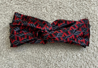 MCM CUBIC LOGO MONOGRAM 100% SILK HAIRBAND IN LYCHEE Red  display picture 1