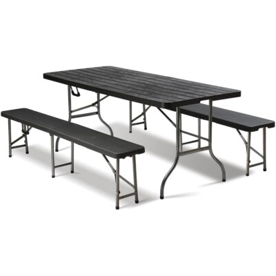 Sekey Bierzeltgarnitur Klappbar 180cm Campingtisch 3-teilig  Bierbänke Biertisch
