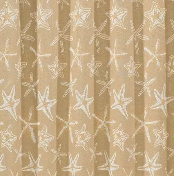 Nuevo Beach House Costero Bronceado ARENA BLANCO BORDADO ESTRELLAS DE MAR Café Swags Cortina Foto 2 de 2