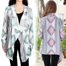 Women Open-front Cardigan Loose Long Sleeve Outwear Shawl Neck Jacket Coat Gift