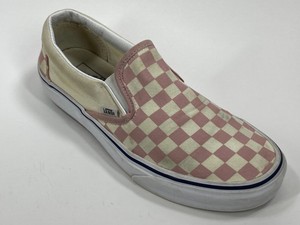 vans pink checkered slip ons