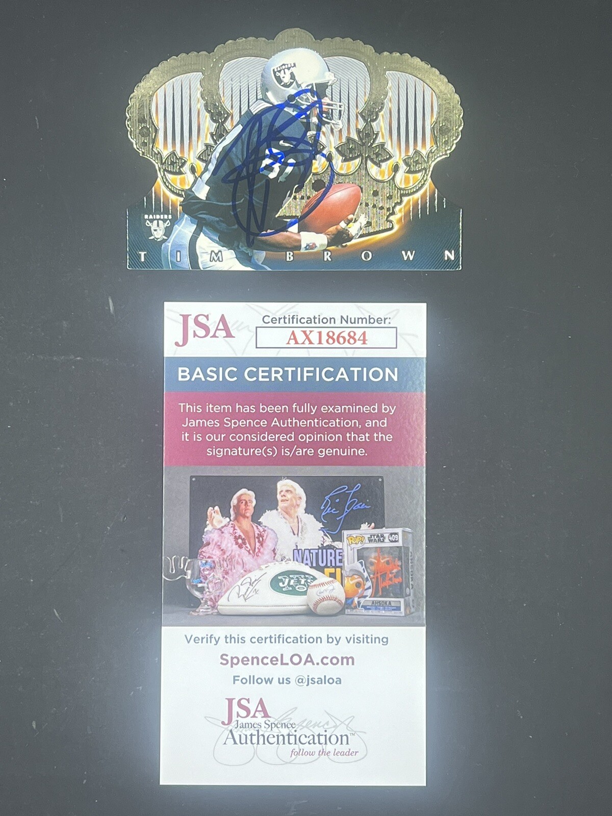 Tim Brown Autographed Signed Oakland Raiders 1998 Pacific Crown Royale IP Auto JSA 