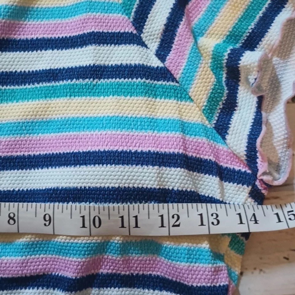 Hobie Blue Yellow Purple Striped Crop Bikini Top M - Image 4 of 4