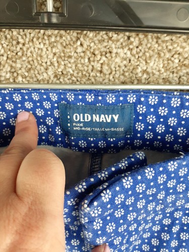 Old Navy Pixie Skinny Pant Womens 10 Blue White Geometric Mid Rise Ankle Stretch - Picture 4 of 11