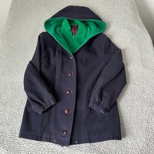 Vintage Penguin Jacket Womens Size Large Blue Green 100% Wool Pea Coat