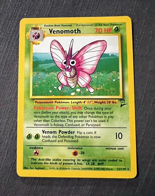 Venomoth Base Set 2 - NM / M - 2000 Pokémon WOTC - 31/130 | eBay