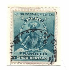 Peru 1896 -1900 Francisco Pizarro SG: 341 Blue Used Lightly Hinged Stamp