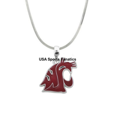 NCAA Washington State Cougars Team Logo Pendant Necklace On A 925 SS Snake Chain