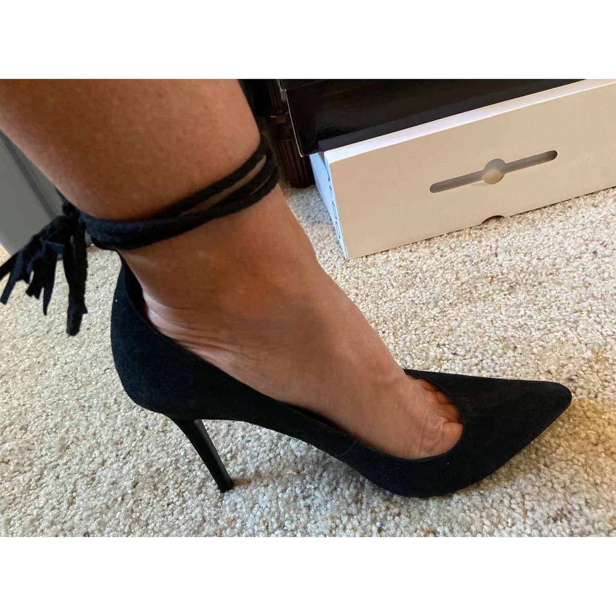 Strappy High Heels - Black Pointed-Toe Heels - Faux Suede Pumps - Lulus