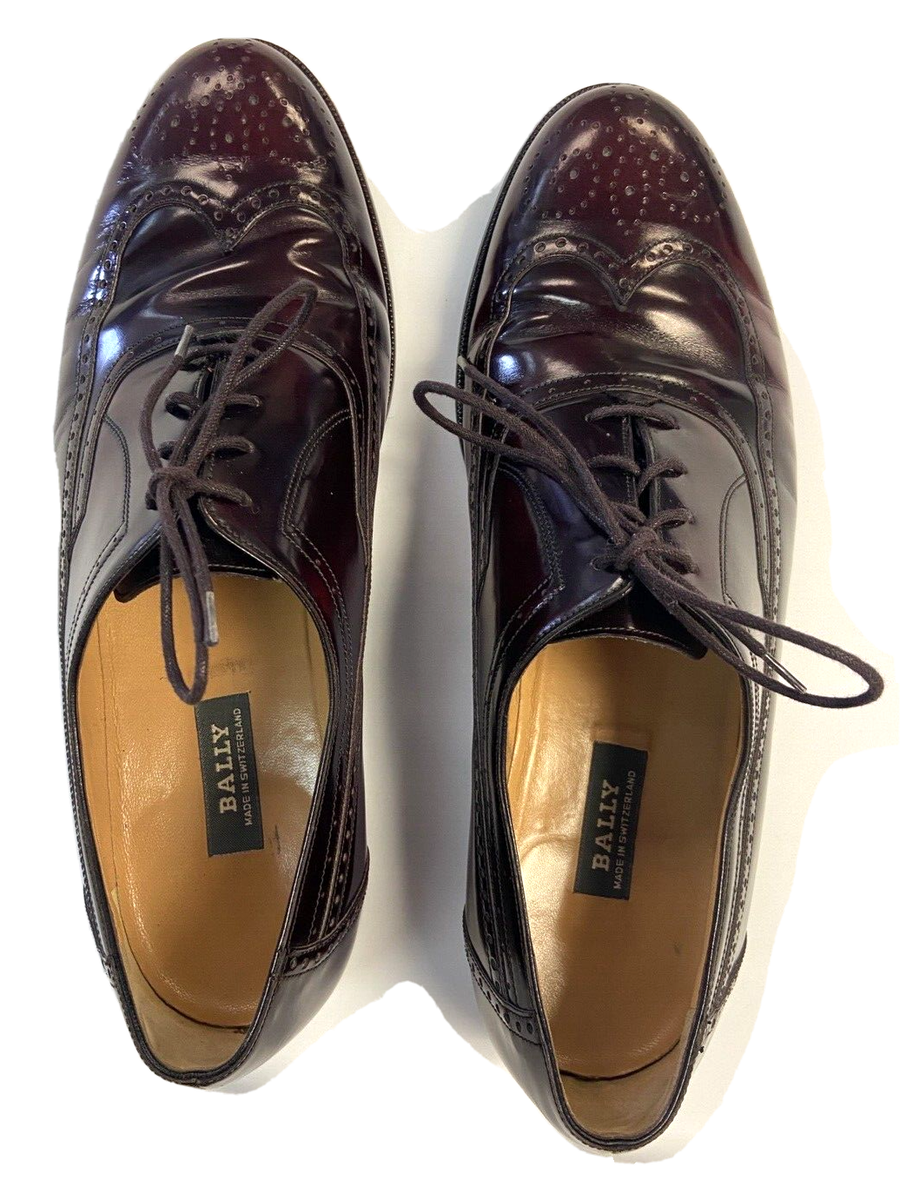 BALLY Wingtip Mens Oxford Shoes 10.5 LEDAR-01 Burgundy | eBay display picture 3