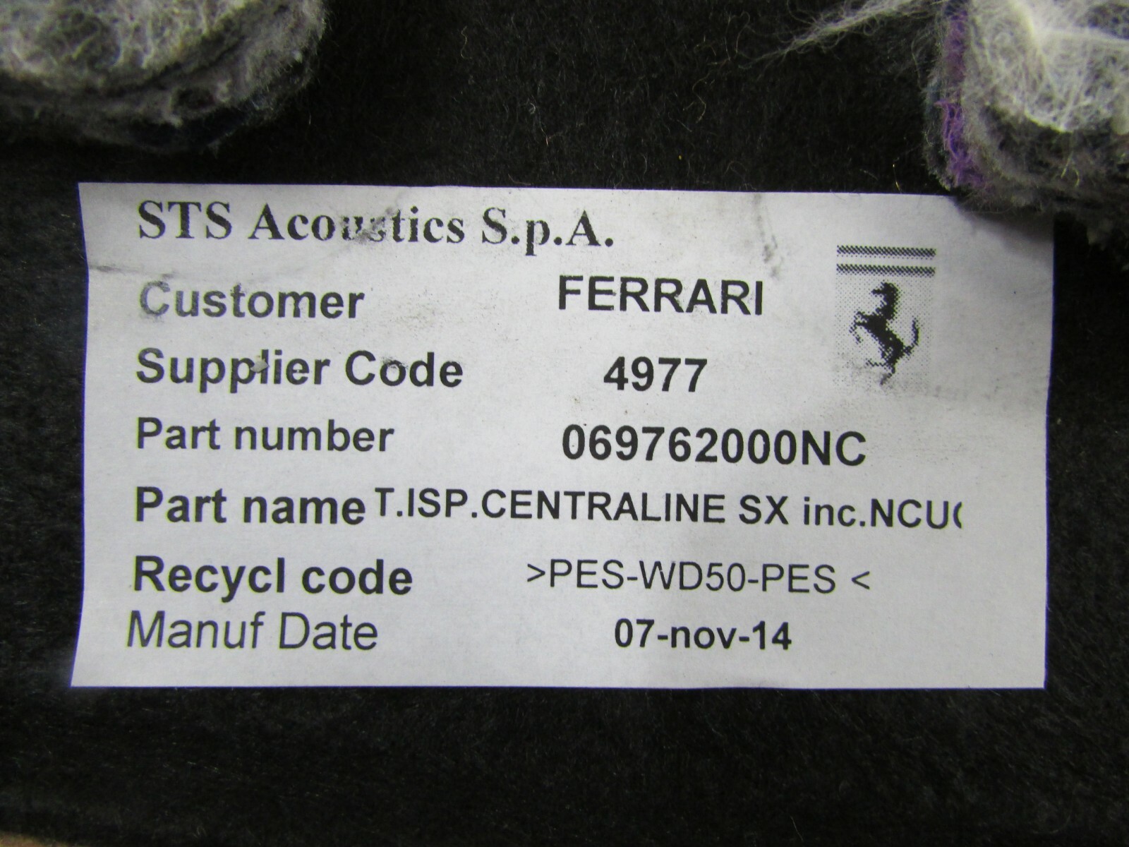 Ferrari California T, LH Carpet Access Cover, Tan, Used, P/N 6976200