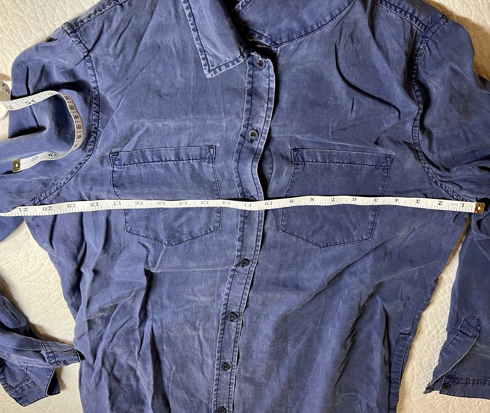 French Connection Blue Collared Button Mini Dress… - image 6