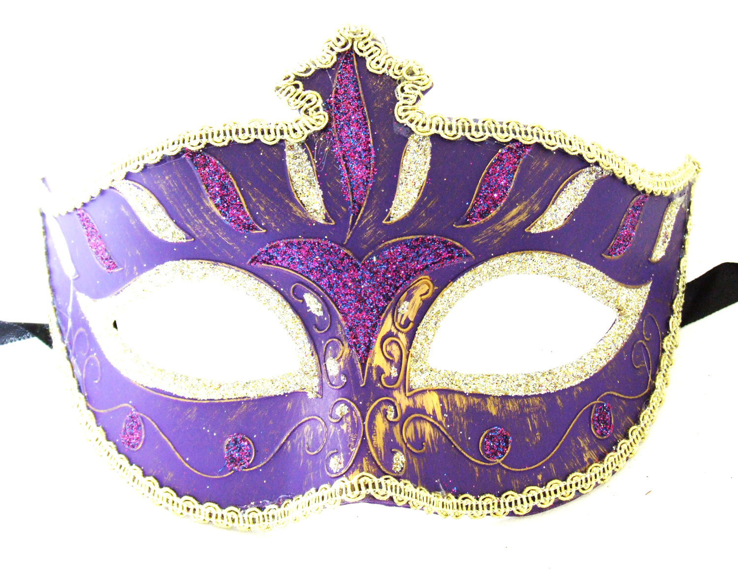 Venetian Eye Mask Dark Purple & Silver Costume Prom Party Mardi Gras Halloween-image