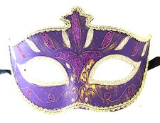 Venetian Eye Mask Dark Purple Silver Costume Prom Party Mardi Gras Halloween