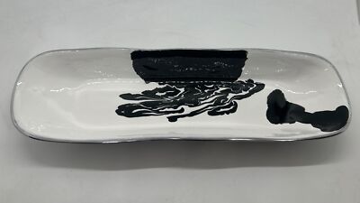 Designer Nima Oberoi Lunares Bianco Nero Rectangular Serving Tray NEW in Box