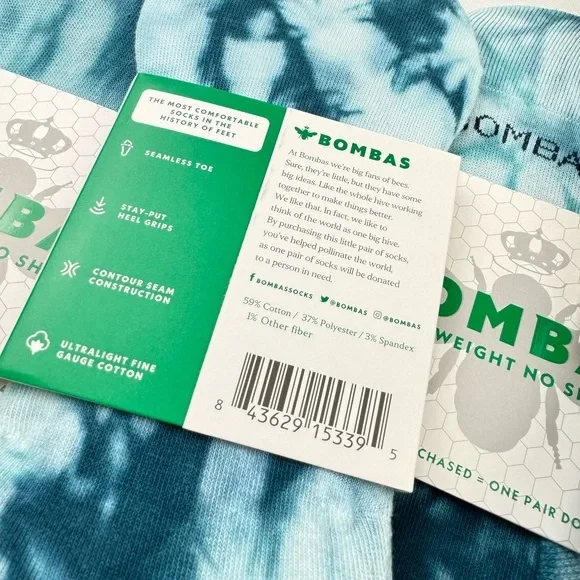 Bombas Women's Lightweight Tie Dye No Show Socks Size Large 5-Pack - Image 4 of 4