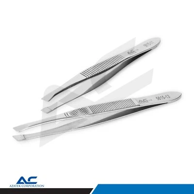 Azatek Eyebrow Hair Tweezers Professional Slanted Stainless Steel Beauty Plucker