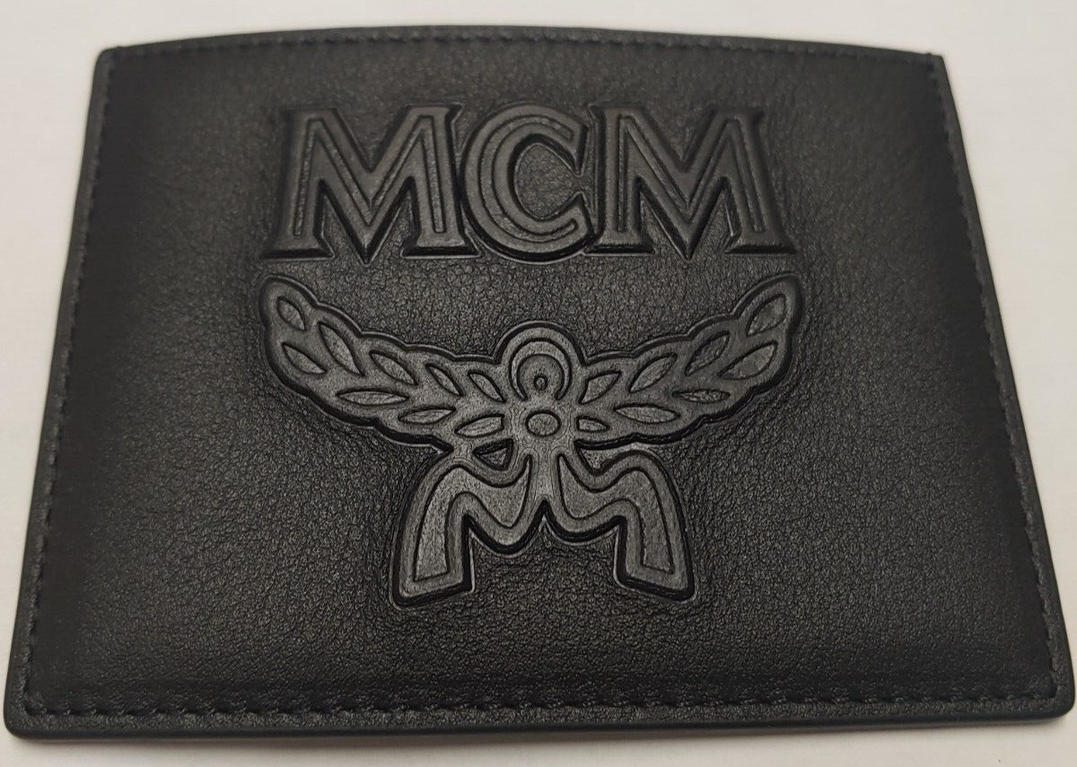 MCM Leather Card Case MXA9ACE23 BK NEW Black Green 4 Slots